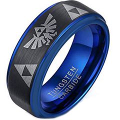 COI Tungsten Carbide Black Blue Legend Zelda Ring-TG305