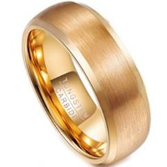 COI Gold Tone Tungsten Carbide Polished Shiny Matt Beveled Edges Ring-TG3108