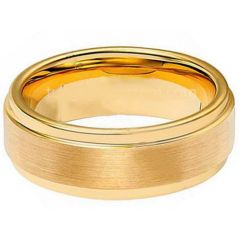 *COI Gold Tone Titanium Polished Shiny Matt Step Edges Ring-3194