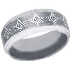 COI Tungsten Carbide Masonic Step Edges Ring-TG3271