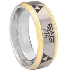 COI Titanium Gold Tone Silver Legend Zelda Ring-3321