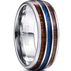 COI Tungsten Carbide Meteorite & Wood Dome Court Ring-TG3343