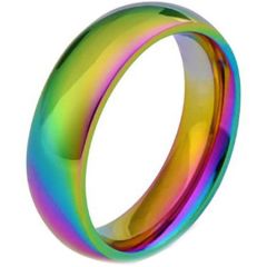 *COI Titanium Rainbow Color Dome Court Ring-JT3391