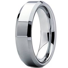 COI Tungsten Carbide Polished Shiny Beveled Edges Ring-TG3427