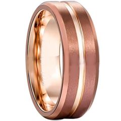 COI Rose Tungsten Carbide Center Groove Ring-TG356