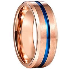 COI Tungsten Carbide Blue Rose Center Groove Ring-TG3589