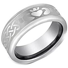 COI Titanium Mo Anam Cara Celtic Double Grooves Ring-3605