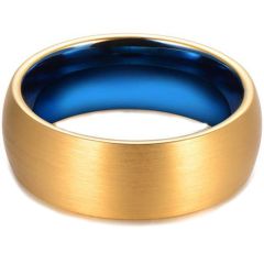 COI Titanium Blue Gold Tone Dome Court Ring-3613