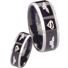 **COI Tungsten Carbide Super Man & Wonder Women Ring - TG3684