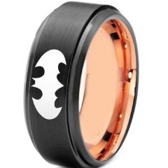 *COI Titanium Black Rose Bat Man Step Edges Ring-3691