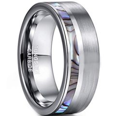 COI Tungsten Carbide Offset Abalone Shell Pipe  Cut Ring-TG3755