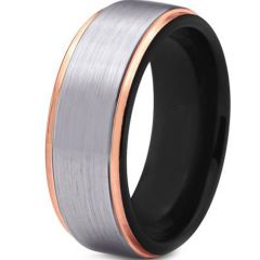 *COI Titanium Black Rose Step Edges Ring-3865