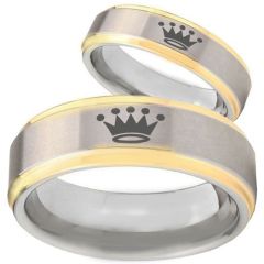 COI Tungsten Carbide King Crown Step Edges Ring - TG3920BB