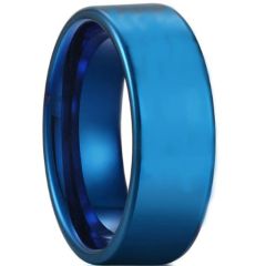 COI Blue Titanium Pipe Cut Flat Wedding Band Ring-3709