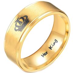 *COI Gold Tone Tungsten Carbide King Crown Ring - TG3988