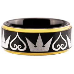 COI Tungsten Carbide Black Gold Tone Kingdom & Heart Ring-TG4078