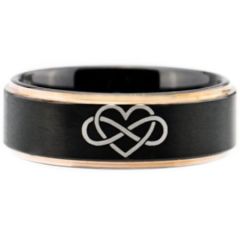 *COI Tungsten Carbide Black Rose Infinity Heart Ring-TG4115
