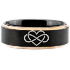 *COI Titanium Black Rose Infinity Heart Step Edges Ring-4115