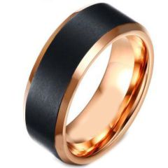 COI Tungsten Carbide Black Rose Beveled Edges Ring-TG4154