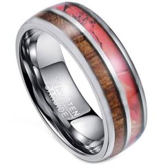 COI Tungsten Carbide Camo & Wood Dome Court Ring-TG4274