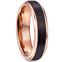COI Tungsten Carbide Black Rose Step Edges Ring-TG4341