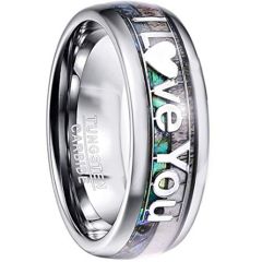 COI Tungsten Carbide Abalone Shell Love Dome Court Ring-TG4578