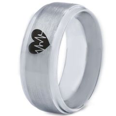 COI Titanium Heartbeat and Heart Step Edges Ring-4620