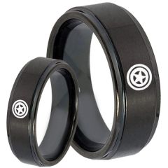 COI Black Titanium Captain American Step Edges Ring-4674