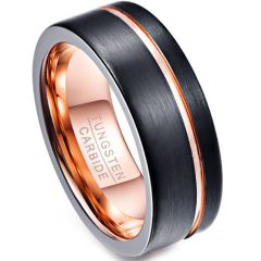 COI Tungsten Carbide Black Rose Offset Groove Ring-TG4691