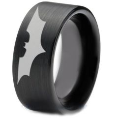 *COI Black Titanium Bat Man Pipe Cut Flat Ring-4045