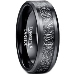 COI Black Tungsten Carbide Meteorite Beveled Edges Ring-TG5040