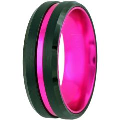 COI Titanium Black Rose Center Groove Ring-811