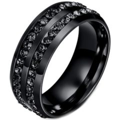 *COI Black Titanium Ring With Cubic Zirconia-5221