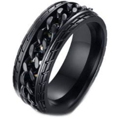 *COI Titanium Black/Gold Tone/Silver Tire Tread Ring-5262