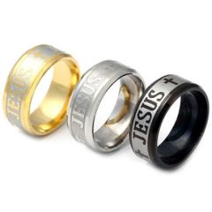 COI Titanium Gold Tone/Black/Silver Wedding Band Ring-5284