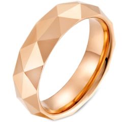 COI Tungsten Carbide Silver/Rose/Gold Tone Faceted Ring-5475