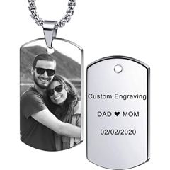 COI Tungsten Carbide Dog Tag Pendant With Custom Photo Engraving-5476