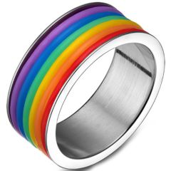 COI Titanium Black/Silver Rainbow Color Ring-5503