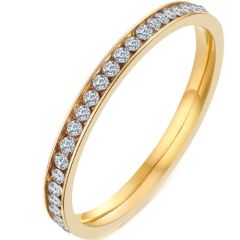 COI Gold Tone Titanium Ring With Cubic Zirconia-5542