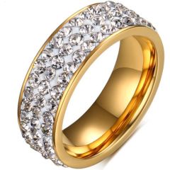 COI Gold Tone Titanium Ring With Cubic Zirconia-5564