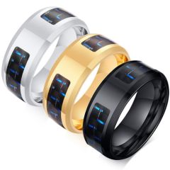 COI Titanium Gold Tone/Black/Silver Signet Ring With Carbon Fiber-5571