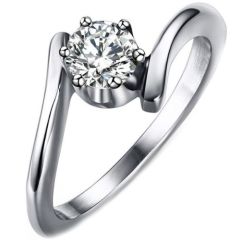 COI Titanium Solitaire Ring With Cubic Zirconia-5629