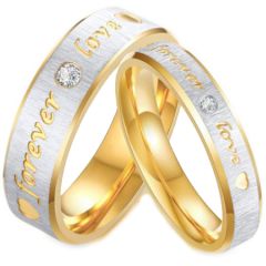 COI Titanium Gold Tone Silver Forever Love Ring With Cubic Zirconia-5633
