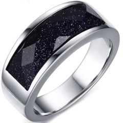 COI Titanium Ring With Black Agate-5638