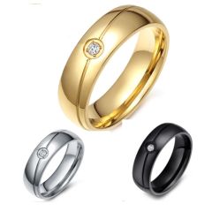 COI Titanium Gold Tone/Black/Silver Ring With Cubic Zirconia-5639