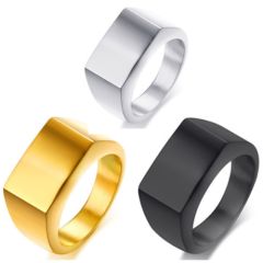 COI Titanium Black/Gold Tone/Silver Signet Ring-5647