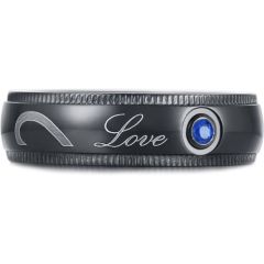 COI Black Titanium Love Ring With Created Blue Sapphire-5677