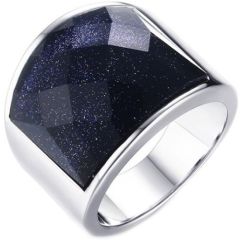 COI Titanium Ring With Black Agate-5693