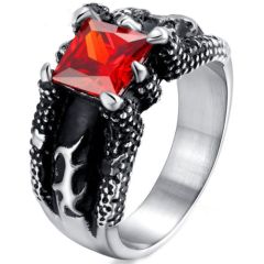 COI Titanium Ring With Created Red Ruby-5704