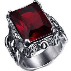 COI Titanium Ring With Created Red Ruby-5706
